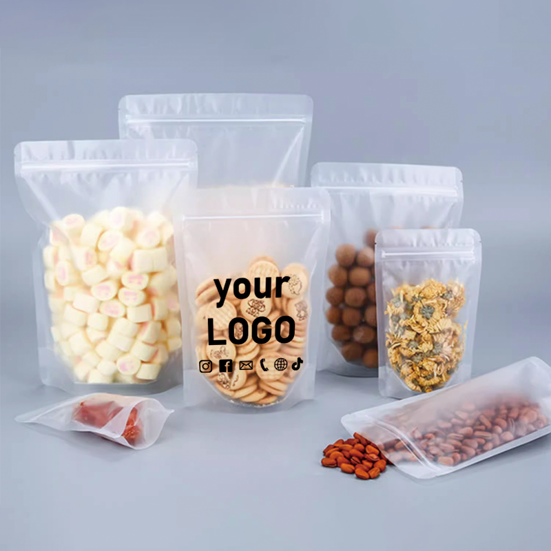 Food Snacks Brands - 100 stuks matte zelfstaande ritssluitingszakken, snoepsnackverpakkingszakken,