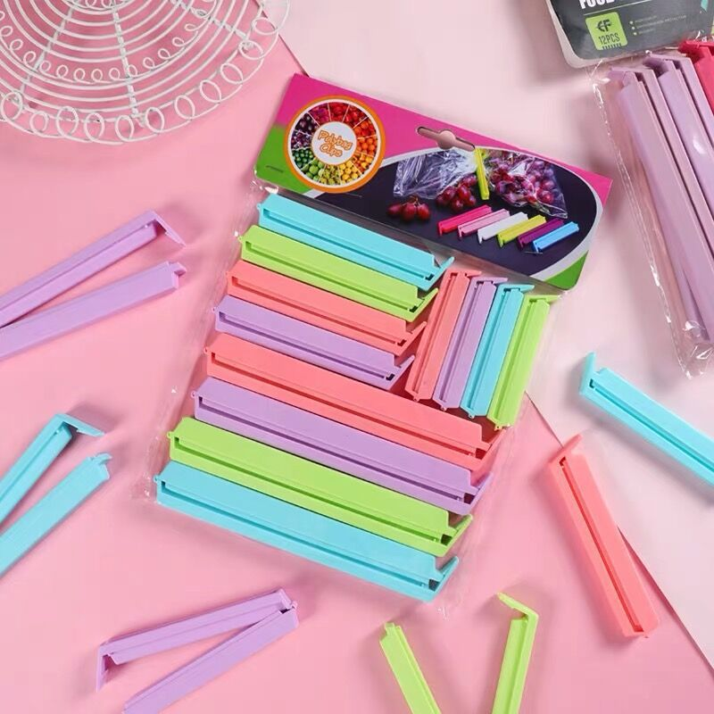 Food Snacks Easy - 12 stuks macaronkleurige voedselverzegelclips, combinatiepakket in