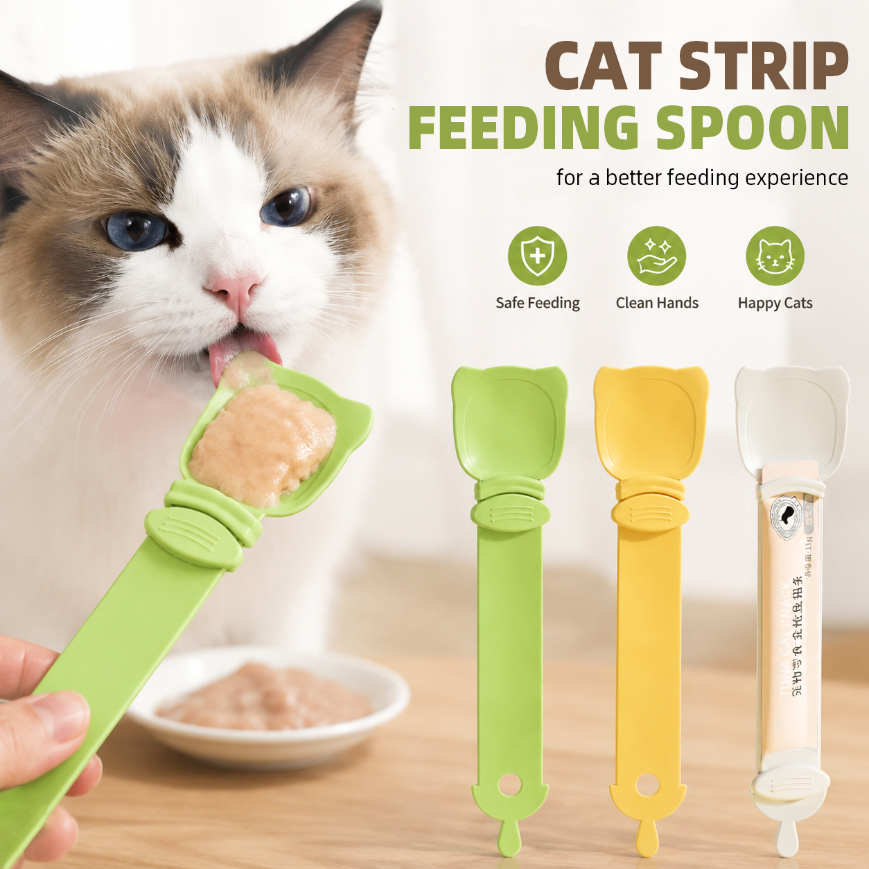 Food Snacks Easy - 1/3 stuks katten traktatie-voederlepel met lange