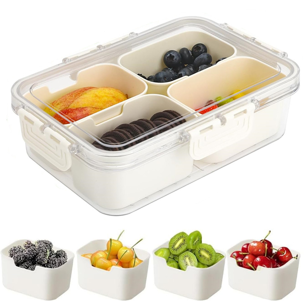 Food Snacks Packaging - Draagbare voedselbewaarbox, snackbox, 4 compartimenten met