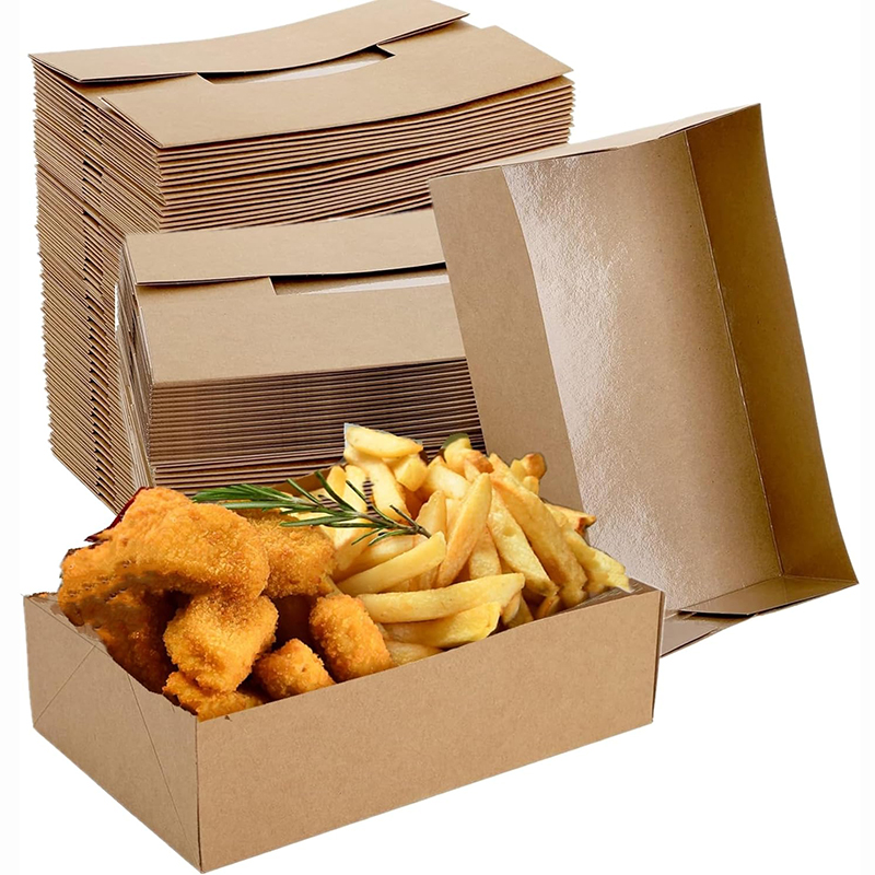 Fast Food With Snacks - 20/50 stuks kraftpapier dienbladen, 4 hoek