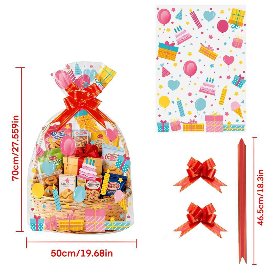 Food Snacks Hamper - 20 stuks verjaardagsprint transparante OPP cadeau