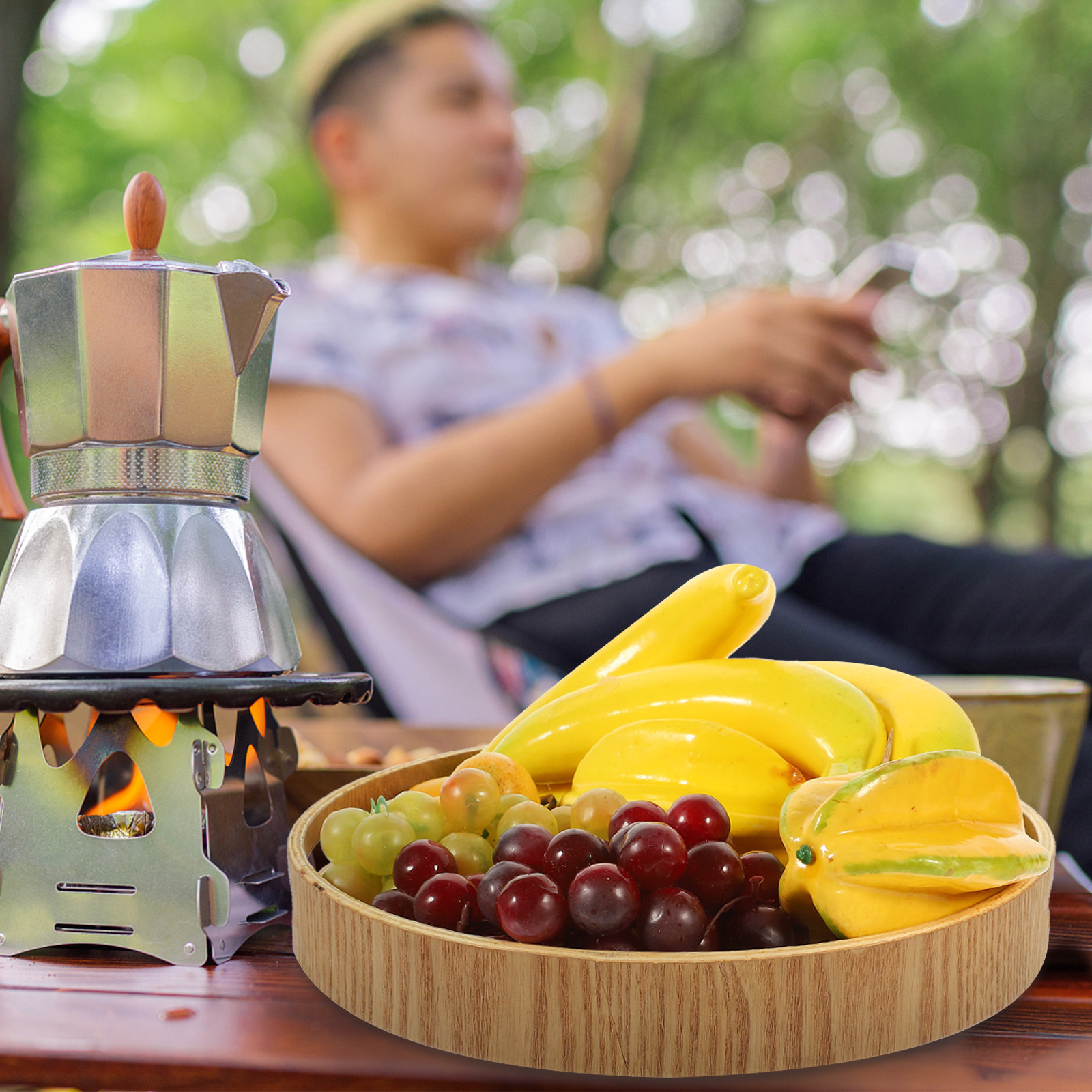 Ronde houten serveerschaal van - Food Snacks For Camping recensie en prijs